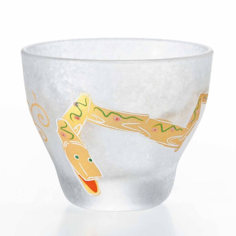 90cc [Snake] 12 Zodiac Japanese ADERIA Sake Cup 12 Zodiac Cup Lucky Cup Customized - Bar Glasses & Drinkware - Glass Gold