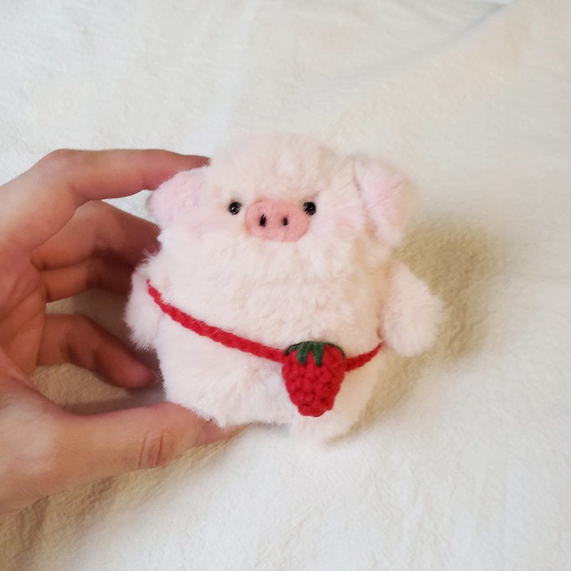 Fluffy piggy airpods case furry pig earphone cover - Other - Other Man-Made Fibers Pink