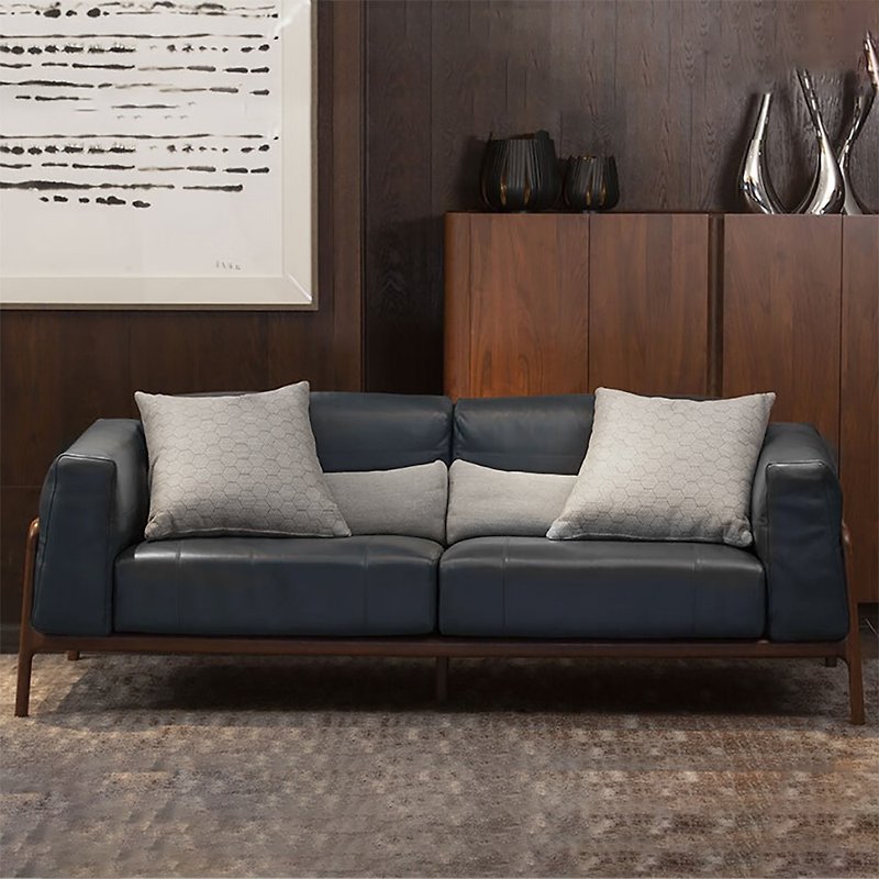Alfa North American walnut leather sofa chair four-seat chair - เก้าอี้โซฟา - ไม้ 