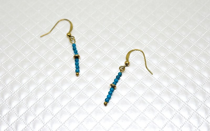 Bronze natural stone * X * The Blue - hook earrings - Earrings & Clip-ons - Gemstone Blue