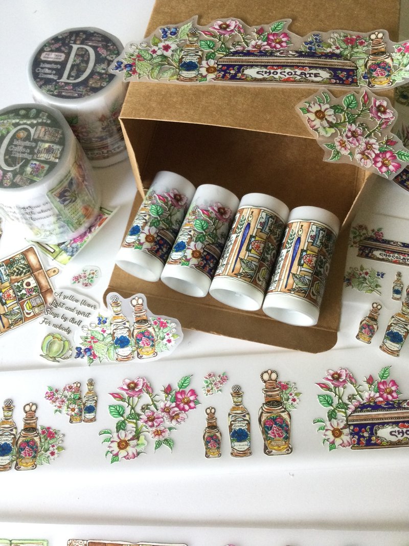 Flower Garden Diary Tapes  C+D Sample Set - Washi Tape - Plastic 