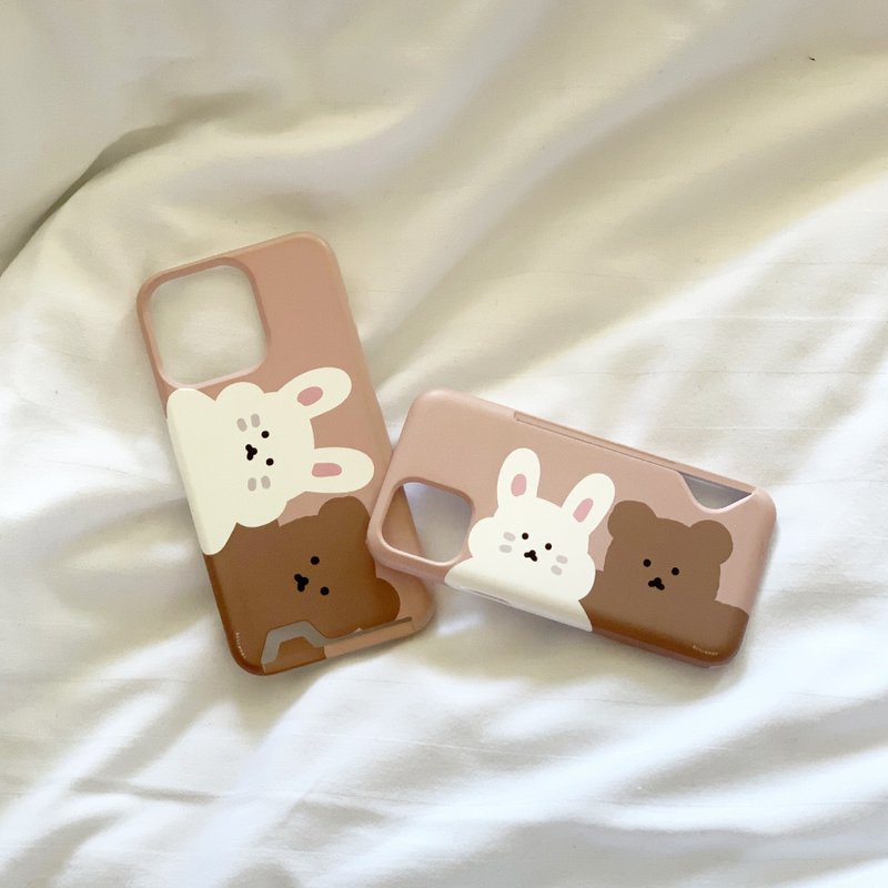 韓國文創 Chanibear Phone case - card option, couple 卡位 订制手机壳很结实 - 手機殼/手機套 - 塑膠 