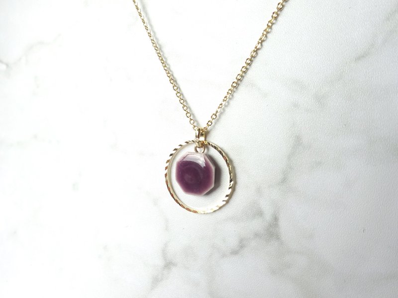 陶とgold ring necklace   紫 - 項鍊 - 陶 紫色
