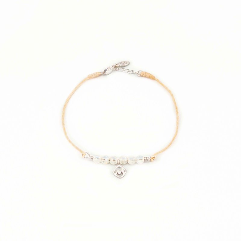 [Wax Braided Crystal Bracelet] Romantic Moonstone Silver - สร้อยข้อมือ - คริสตัล สีเหลือง