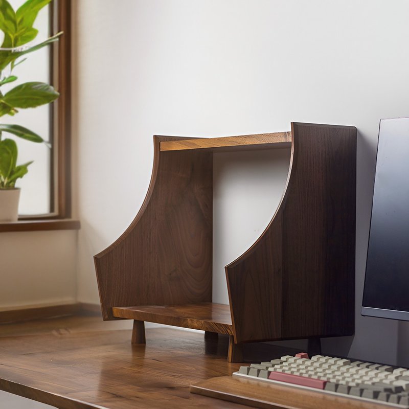 Taisho beautiful log desk bookshelf storage cabinet handmade by craftsmen North American black walnut 953NS - กล่องเก็บของ - ไม้ สีนำ้ตาล