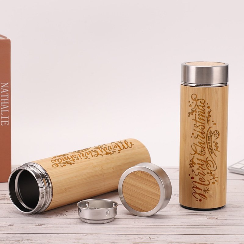 Customized high-quality single wooden cup office portable stainless steel thermos cup birthday - กระบอกน้ำร้อน - ไม้ 