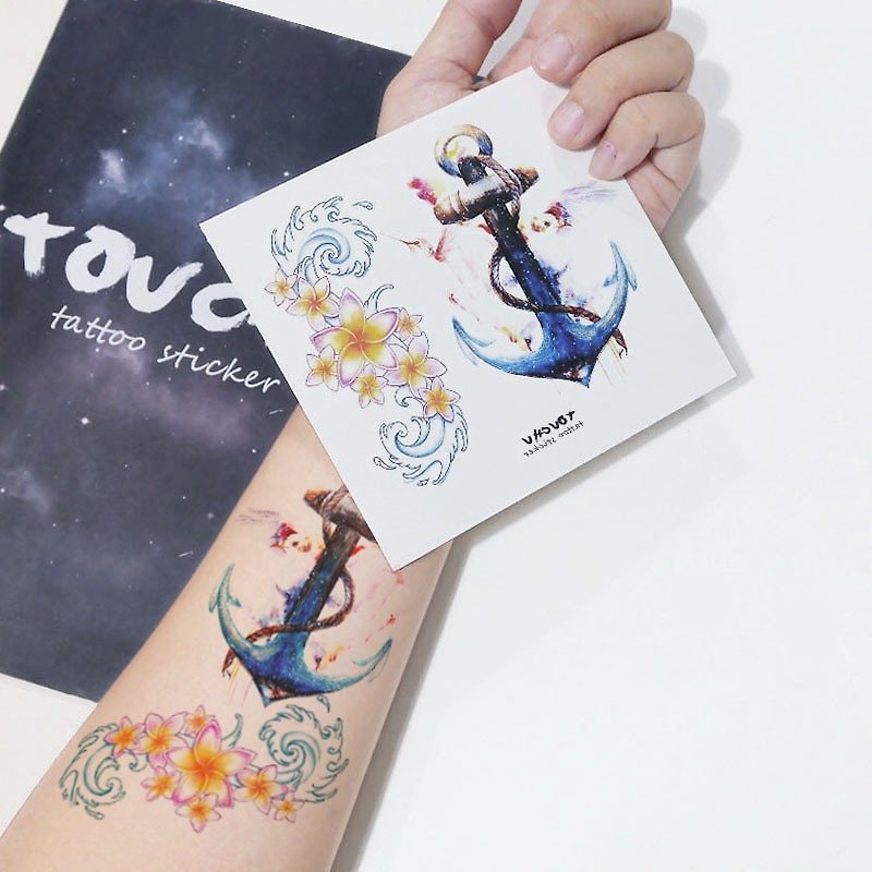 TU Tattoo Sticker - anchor / Tattoo / waterproof Tattoo / original /... - Temporary Tattoos - Paper Multicolor