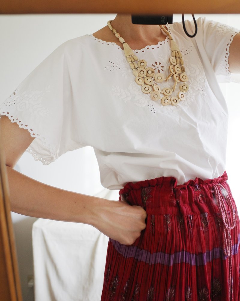 Vintage Hungarian hand-embroidered burnt lace top - Women's Tops - Cotton & Hemp 