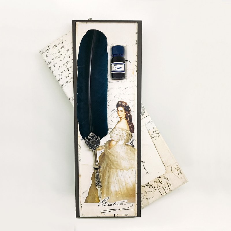 Classic Elisabeth Amalie Eugenie Quill + Ink Set- Rubinato s.r.l. - Dip Pens - Other Metals Blue