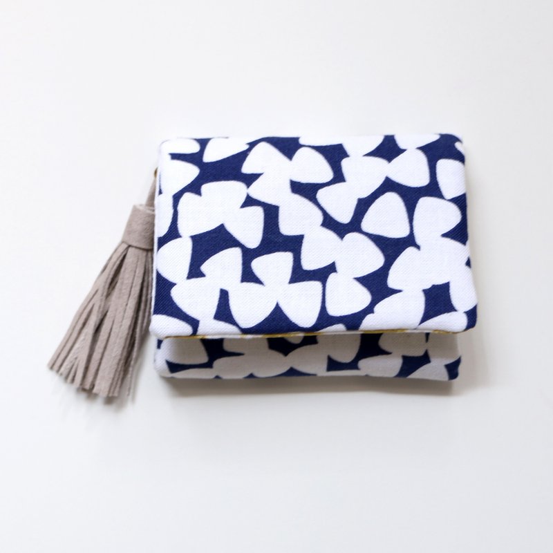 [accessories purse -scale] アクセサリーポーチ - 化妝包/收納袋 - 棉．麻 藍色