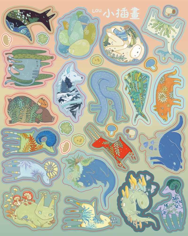 【防水ステッカー LOU】小さなイラスト - ステッカー・シール - プラスチック ホワイト