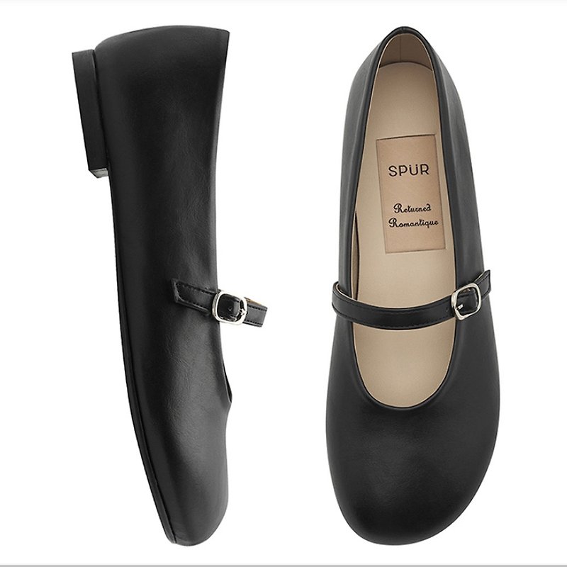 PRE-ORDER SPUR Oblic maryjanes_Flat_RS7026 BLACK - Mary Jane Shoes & Ballet Shoes - Other Materials 