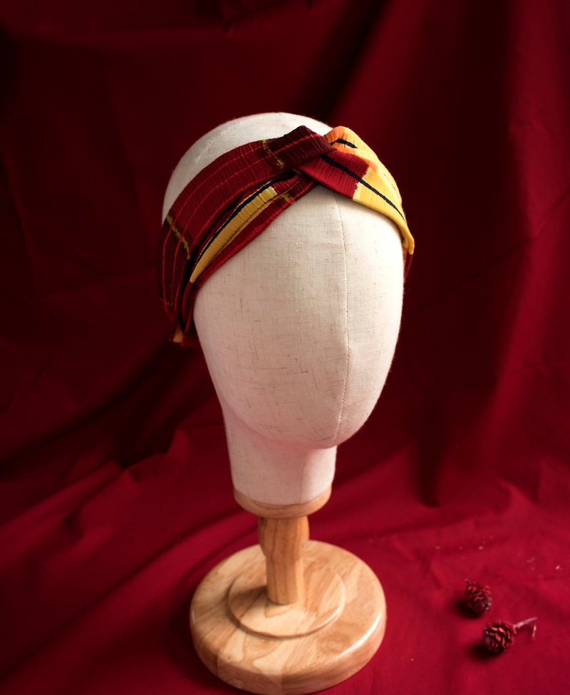Valentines Gift- Yellow Red Stripes Headband - ที่คาดผม - เส้นใยสังเคราะห์ สีเหลือง