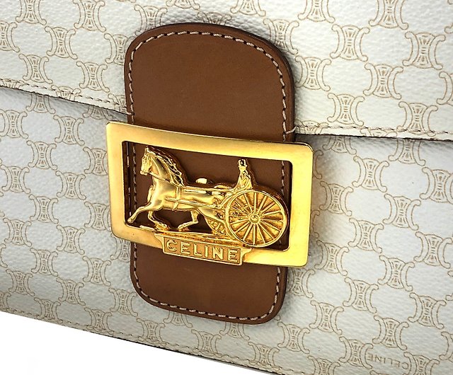 CELINE Macadam Horse Carriage Shoulder bag Brown Vintage Old