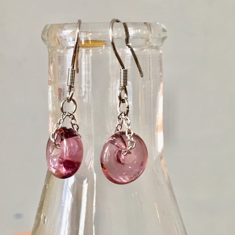 Pure Color Series-Light Purple Plum Transparent Glass Bead Earrings - Earrings & Clip-ons - Glass Purple
