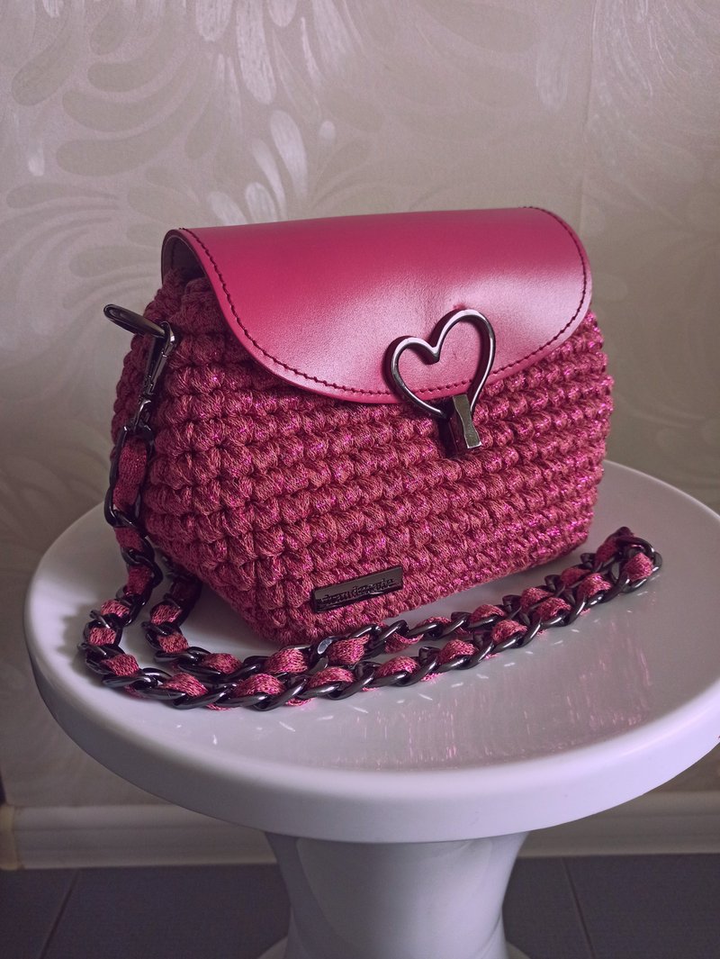 Exclusive fashionable shining crochet bag for a special girl - Other - Other Materials Purple