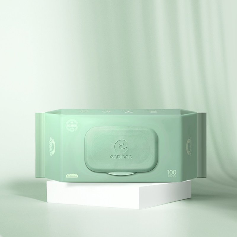 韓國 ENBLANC NEO 輕柔薄荷有蓋純水濕紙巾 - 彌月禮盒 - 其他人造纖維 綠色