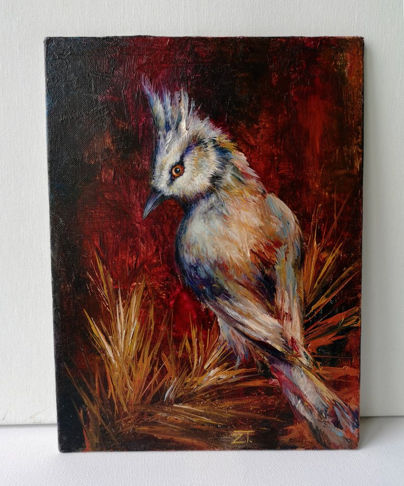 Bird Painting Original oil painting on canvas 24x18 cm. - 海報/掛畫/掛布 - 其他材質 