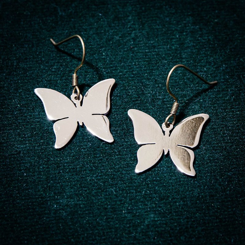 Butterfly hook earring - ต่างหู - ทองแดงทองเหลือง สีเงิน