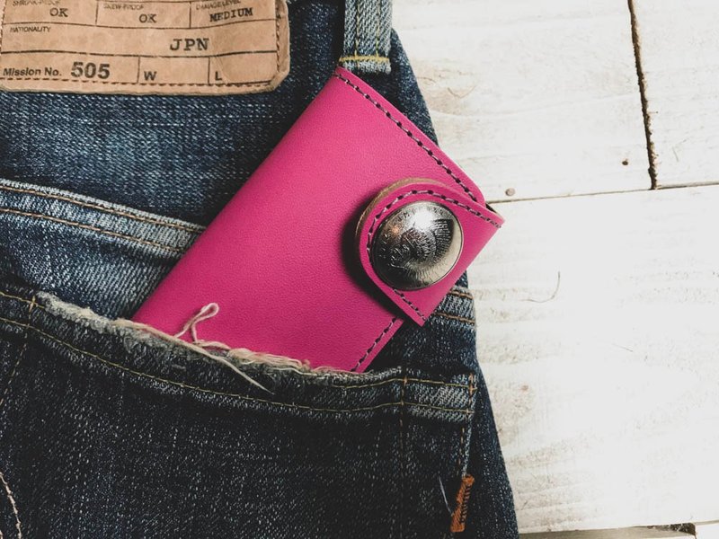 TWOFOLD　違う表情を見せる表と裏　ツーフォルドキーケース　アシンメトリー　TFK-PK-HSi - 鑰匙圈/鑰匙包 - 真皮 粉紅色