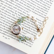 Ciro Blue Flower and Freshwater Pearl Bracelet Watch LI193