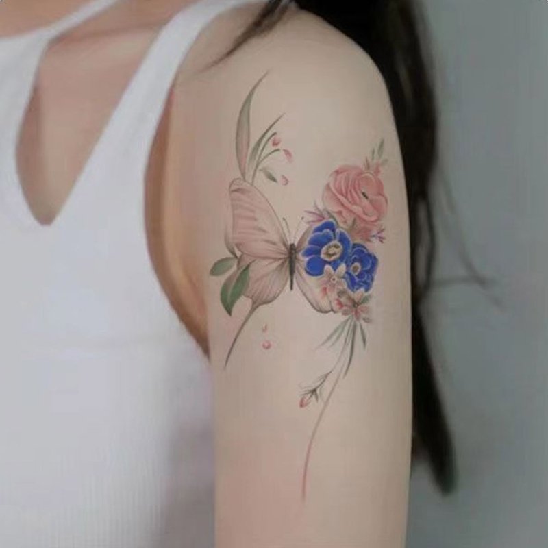 Send 2 pictures [Hua Yan Die] High-grade tattoo pattern tattoo stickers waterproof and long-lasting female models - สติ๊กเกอร์แทททู - กระดาษ หลากหลายสี