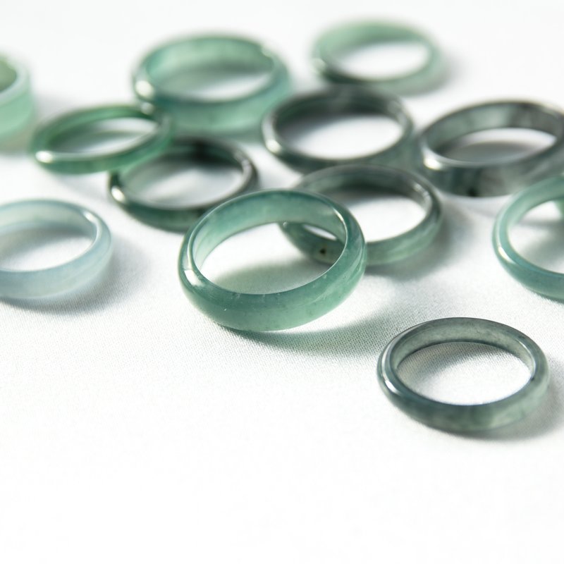 Jade March Stone ring melon material jade ring - แหวนทั่วไป - เครื่องเพชรพลอย สีเขียว