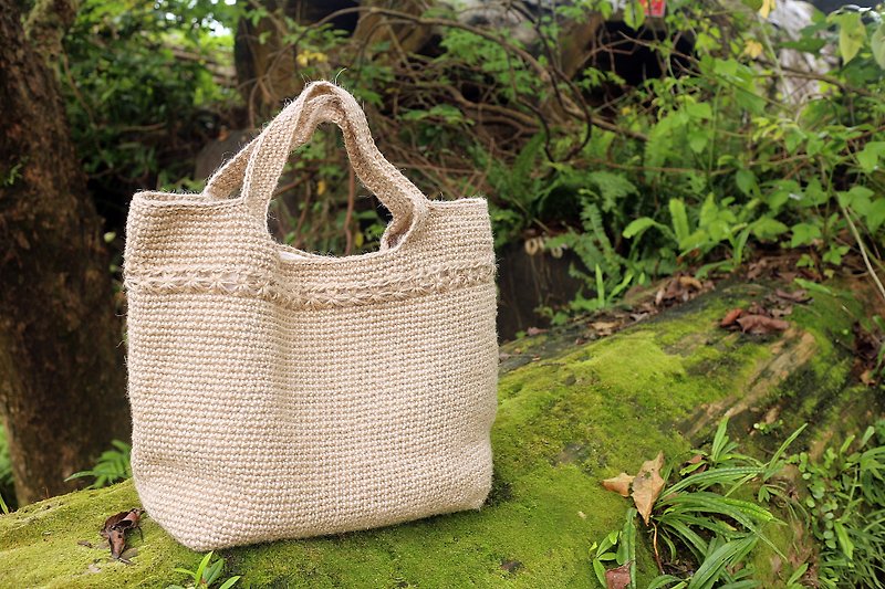 ChiChi Handmade-Commuter/Travel/School Bag-Warm Hand-woven Linen Rope Tote Bag - Handbags & Totes - Cotton & Hemp Khaki