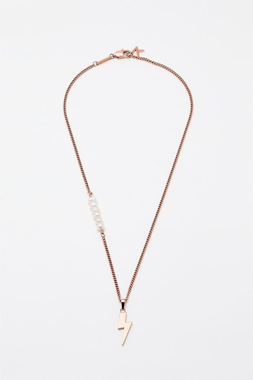 KLASSE14 Lightning Necklace Rose Gold & White Pearl (470mm) 頸鍊