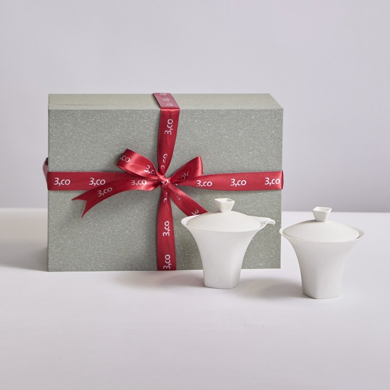 【3,co】Sharing Gai Cup Gift Box Set - White (4 pcs) - Teapots & Teacups - Porcelain White