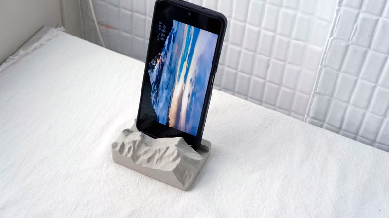 Yushan Cement Business Card Holder + Mobile Phone Holder | Designed and Made in Taiwan (MIT) - ที่ตั้งบัตร - ปูน สีเทา