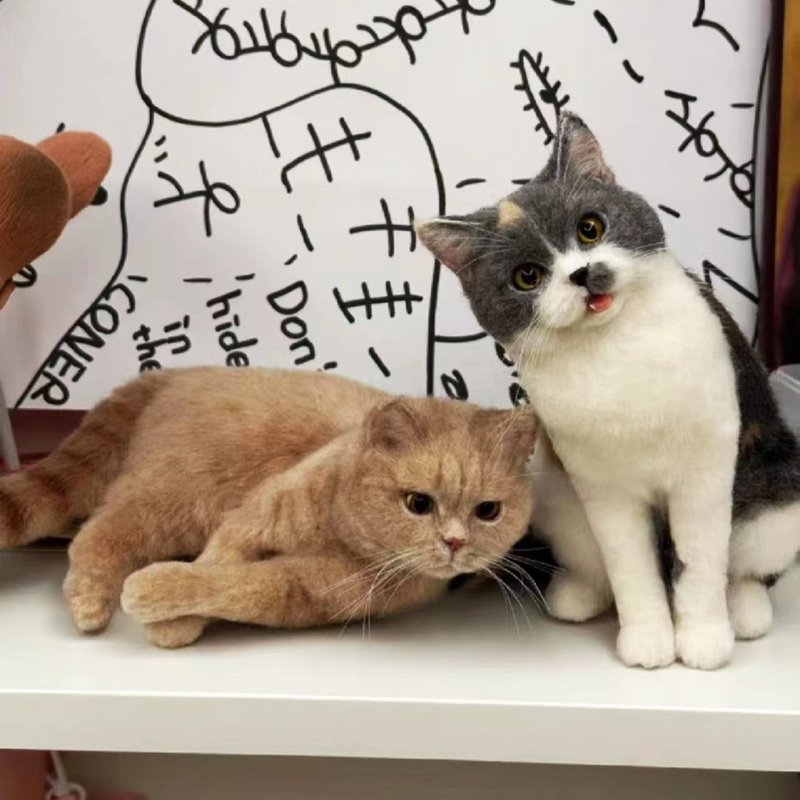 客制化逼真猫 羊毛氈 寵物 娃娃 定制 手工 狗狗猫咪 毛小孩 180 - 貓/狗玩具 - 羊毛 多色