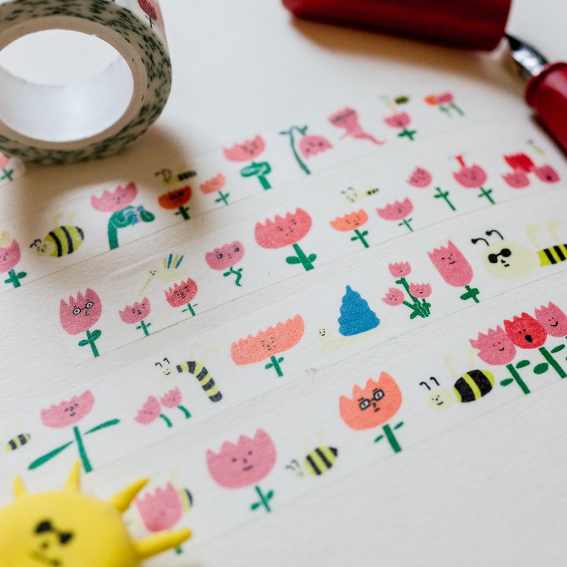 鬱金香與蜜蜂 / 和紙膠帶 - 紙膠帶 - 紙 粉紅色