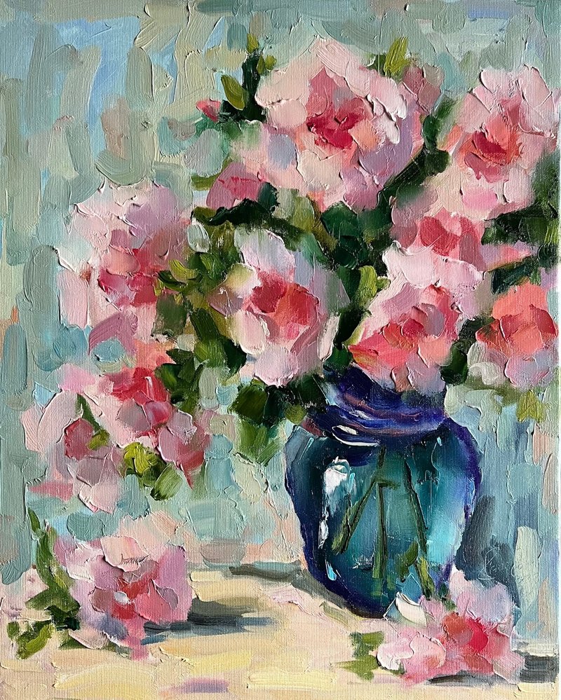 Floral Painting Peony Original Art Peonies Impasto Painting Flowers Abstract - 壁貼/牆壁裝飾 - 其他材質 紫色
