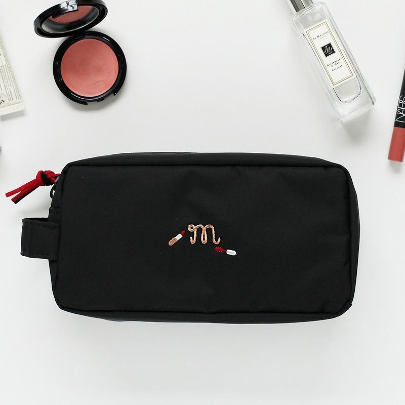 2NUL-Lips mobile cosmetic bag - temperament black, TNL85281 - กระเป๋าเครื่องสำอาง - เส้นใยสังเคราะห์ สีดำ