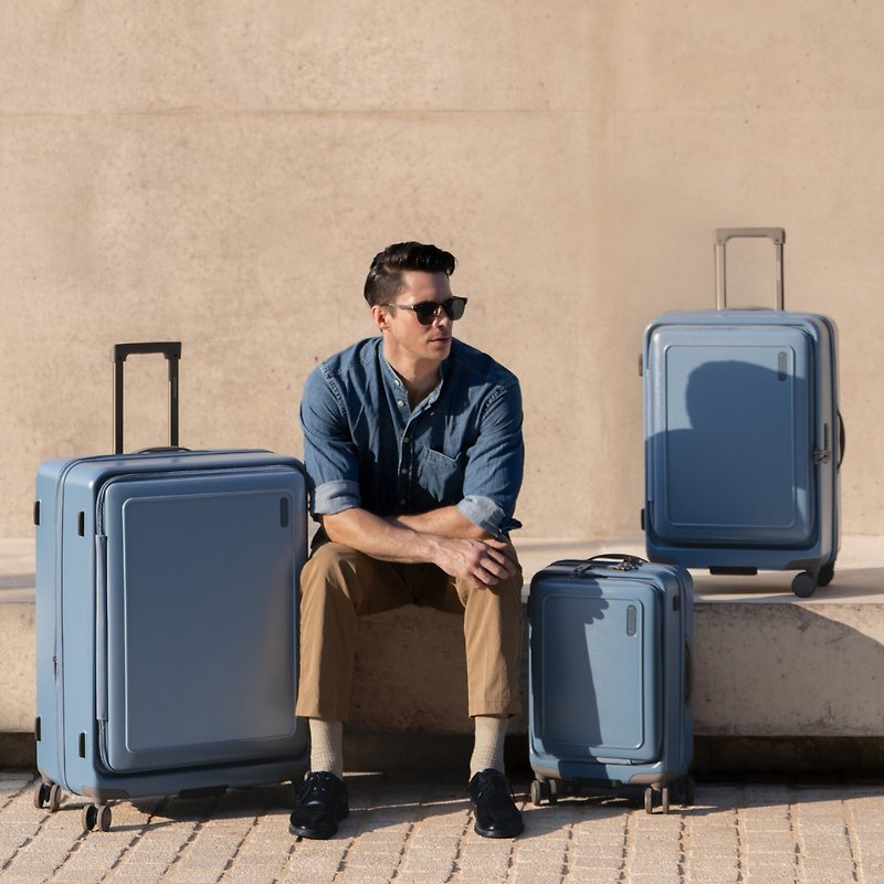 URBANITE 3in1 Expandable 4 wheels TSA Lock Top Flip Suitcase - Slate Blue - กระเป๋าเดินทาง/ผ้าคลุม - เส้นใยสังเคราะห์ สีน้ำเงิน