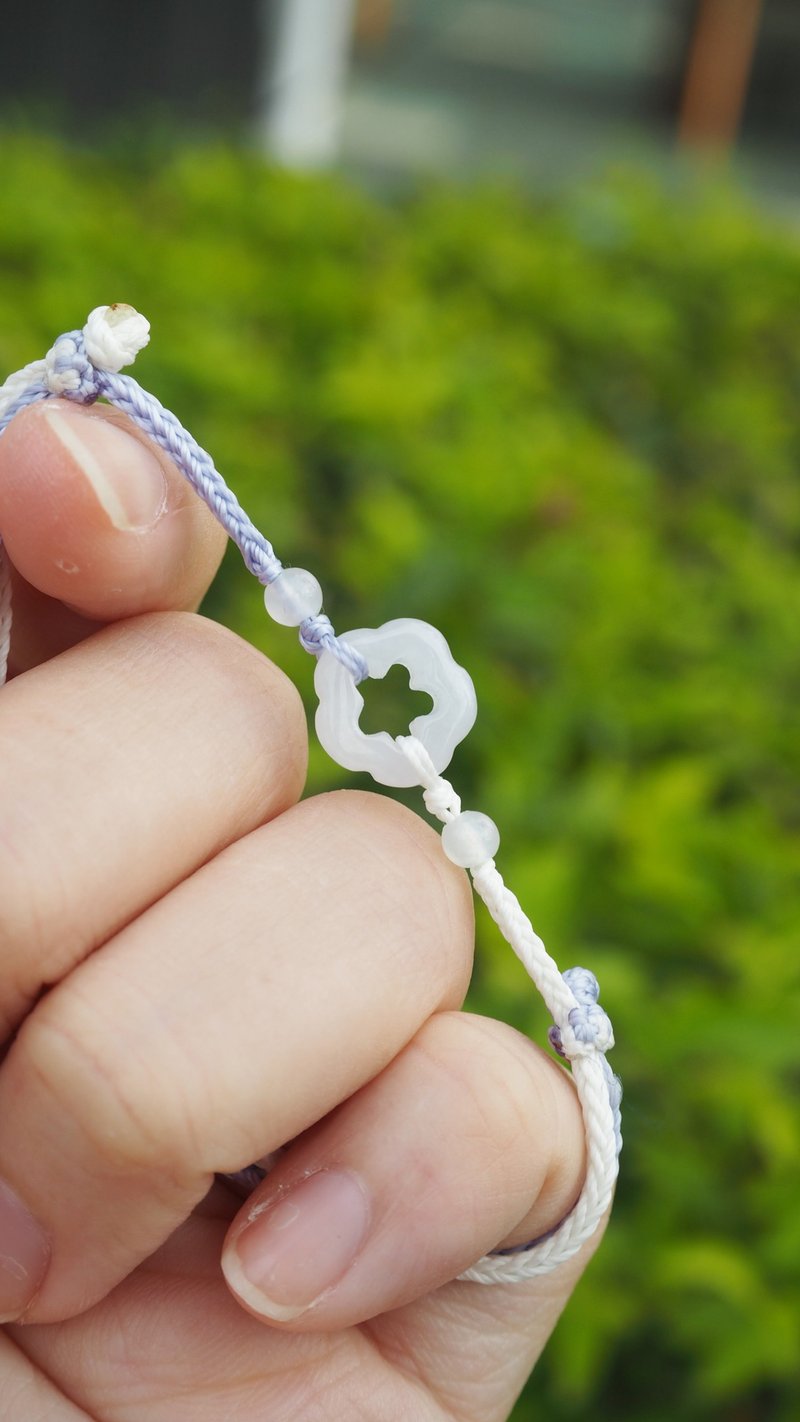 寶淇 - 花海 - 紫底桃花手繩 - 天然A貨翡翠 - 手鍊/手環 - 玉石 紫色