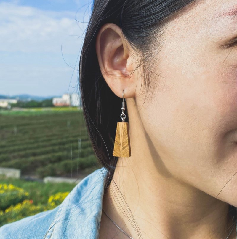 Wooden Earrings Handmade Birthday Gift Accessories - Earrings & Clip-ons - Wood Orange