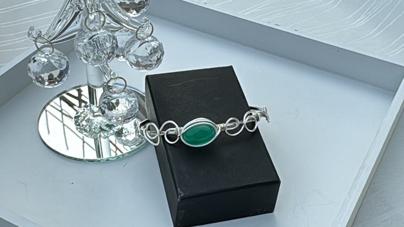 wire wrapping 瑪瑙 銅線 繞線 手環 - 項鍊 - 銅/黃銅 綠色