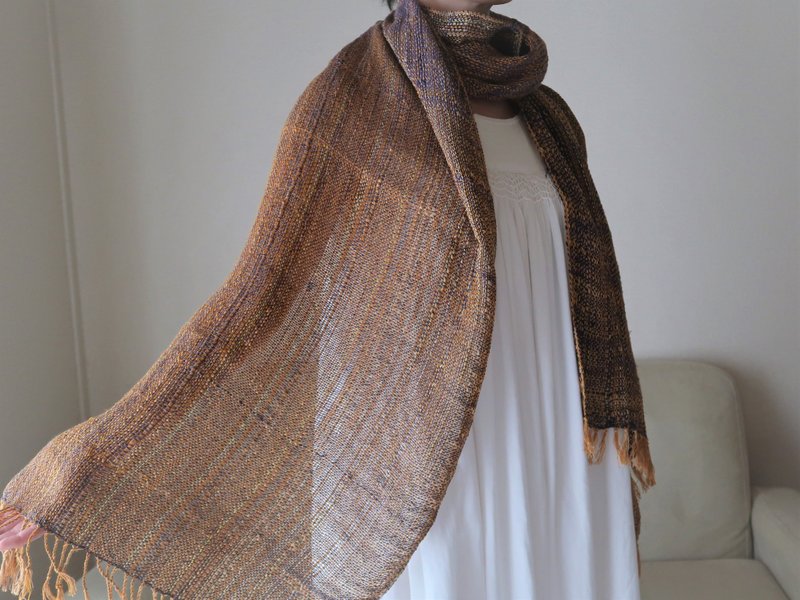 Shawl (L) 　33　流星 - 絲巾 - 棉．麻 藍色