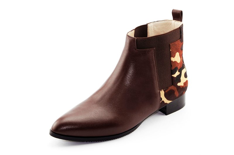 T FOR KENT Initial T "INITIAL T" - Women's Booties - Genuine Leather Brown