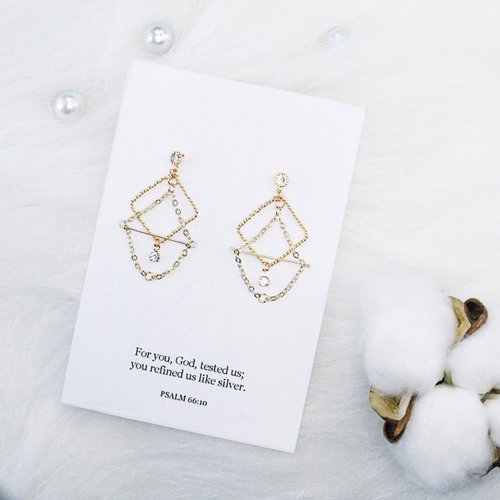Giftest Jewelry 禮悟 Giftest 18K鍍金 / 煉銀基督教耶穌福音飾品耳環聖經水晶J14