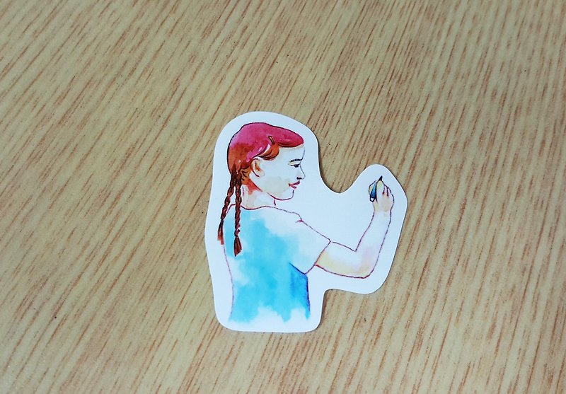 Bonnie painted watercolor rendering Stickers "hot girl wrote" - Stickers - Waterproof Material Multicolor