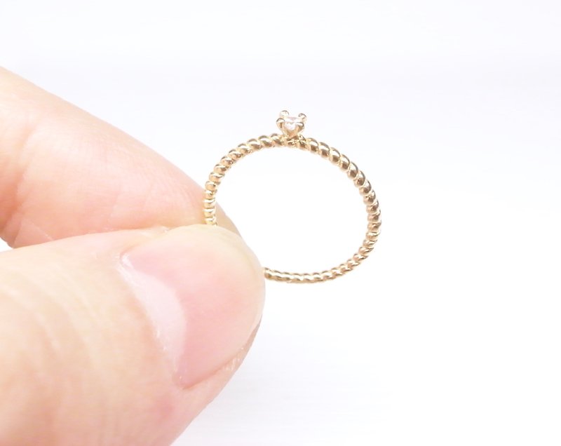 [Twist Silver wool small Bronze Stone 18K gold tail ring # 3 # 4 # 5 # 6 - แหวนทั่วไป - โลหะ สีทอง