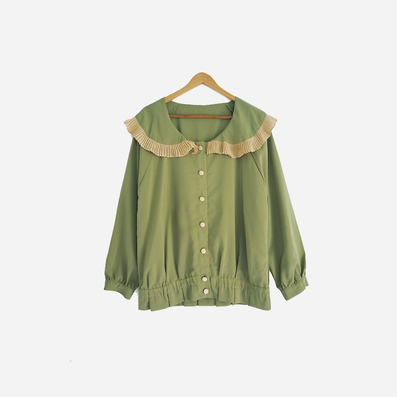 Dislocation vintage / chiffon big round neck shirt no.888 vintage - Women's Shirts - Polyester Green