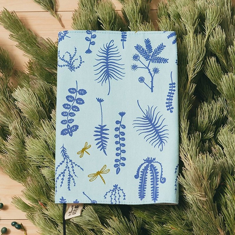 20K Book Cover / Weeds and Dragonfly / Petal Blue - Book Covers - Cotton & Hemp Blue