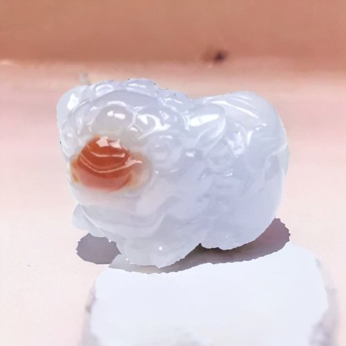 瓔珞翡翠 【紅運當頭】冰種紫羅蘭飄紅翡翡翠獅子 |天然緬甸A貨翡翠 | 送禮