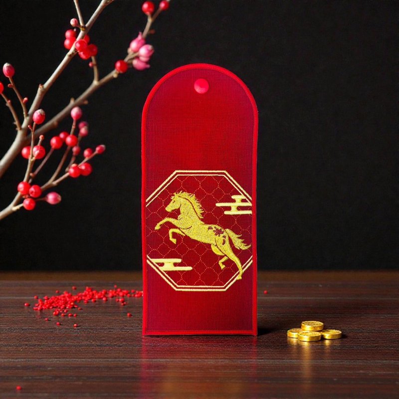 【刺繡紅包袋】金馬耀進-馬年紅包袋 - 紅包袋/春聯 - 繡線 紅色