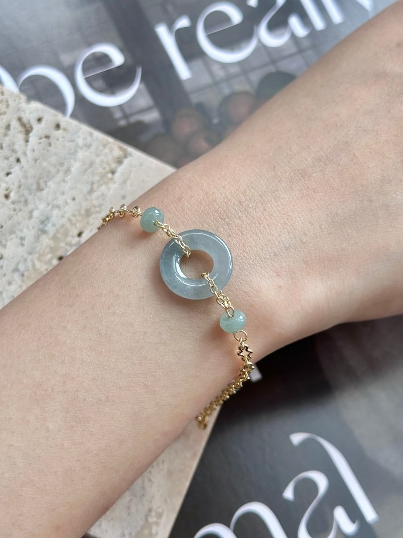 Ice Star Sky Blue Peace Bracelet | Natural Guatemala Jadeite - Bracelets - Jade Blue