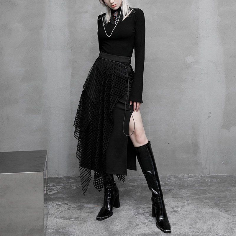 Cyberpunk Mimic Mesh Skirt - Skirts - Other Materials Black